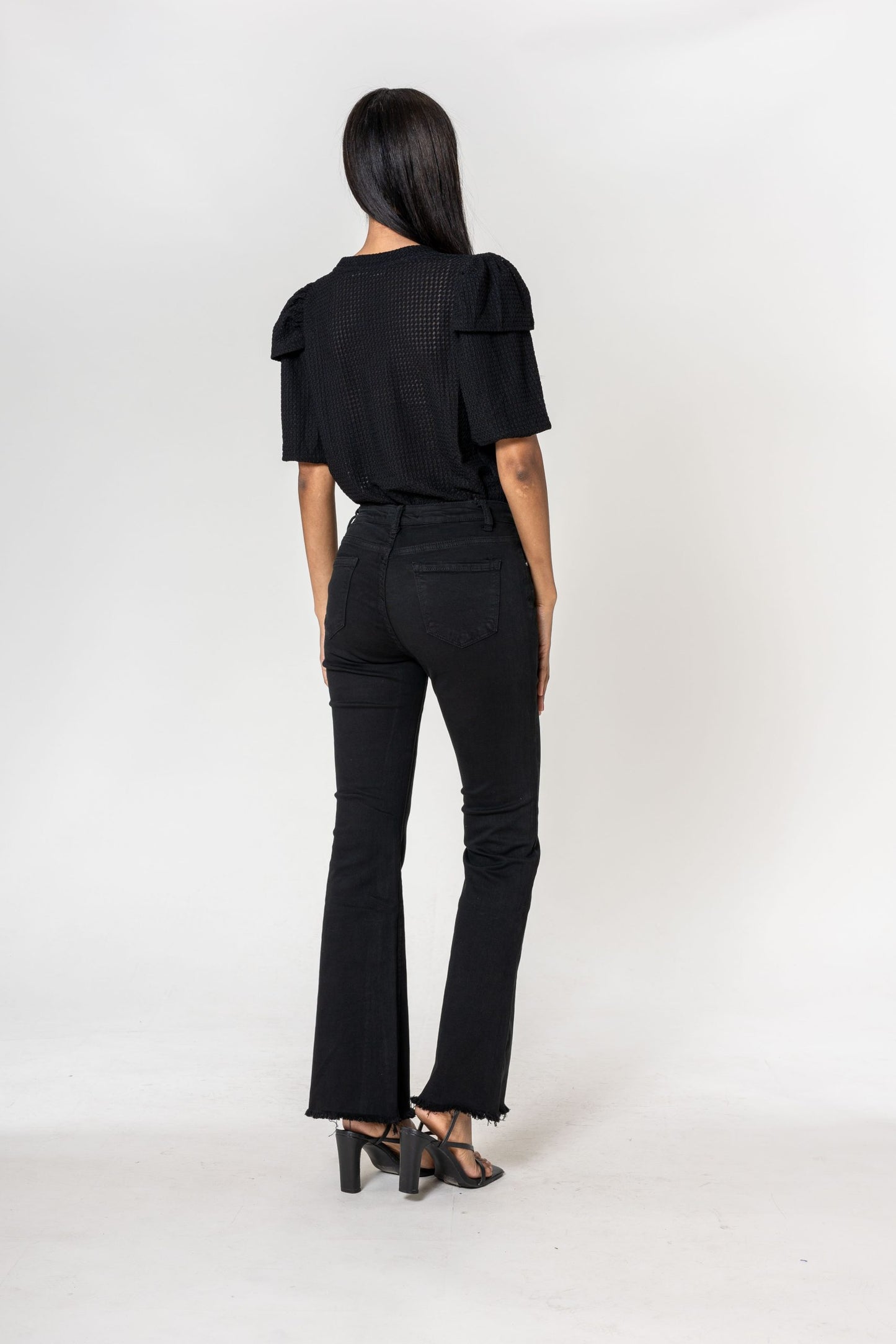 Wholesale Black frayed Bootcut Trousers