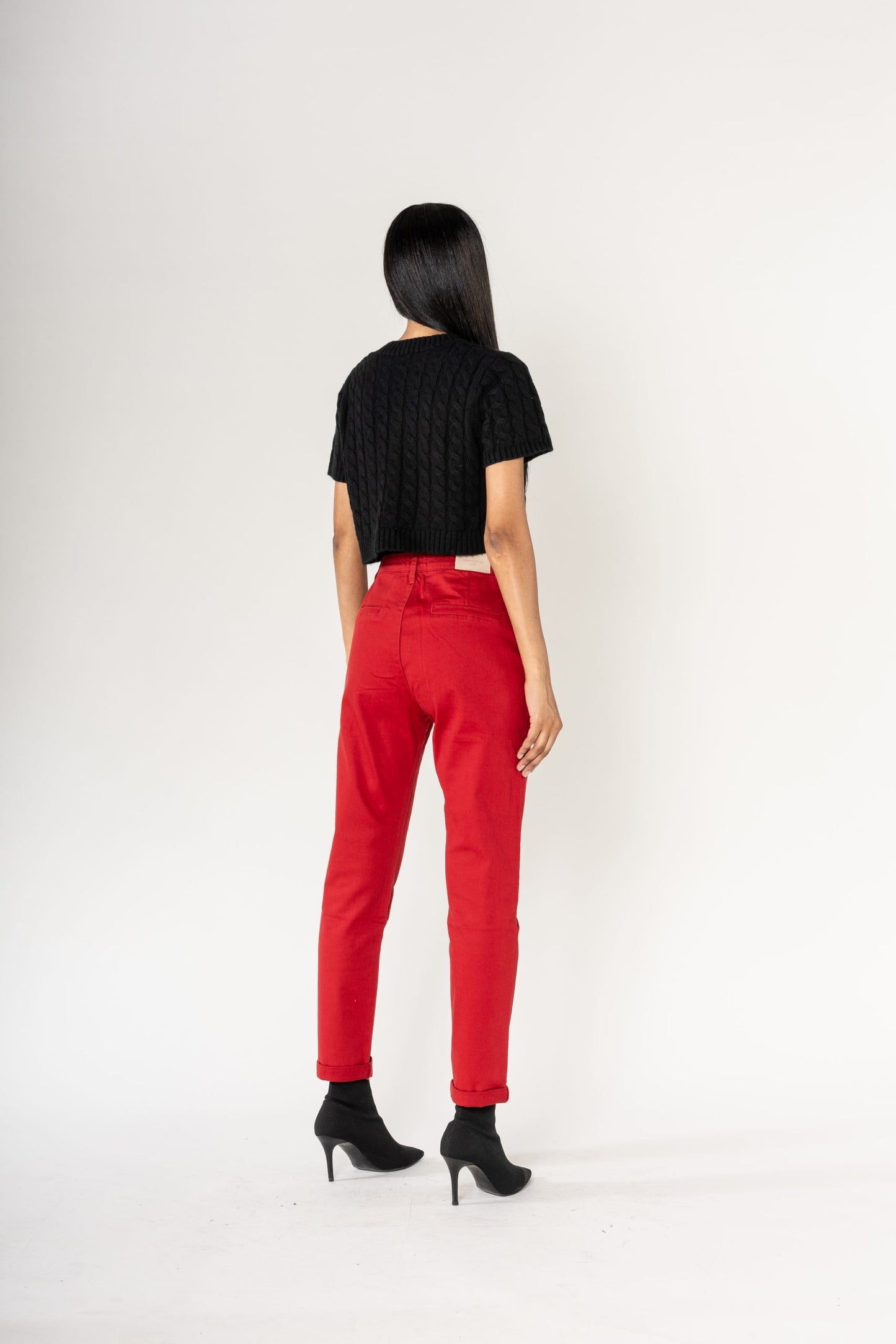Wholesale High-Waisted Stretch Chino Pants Red