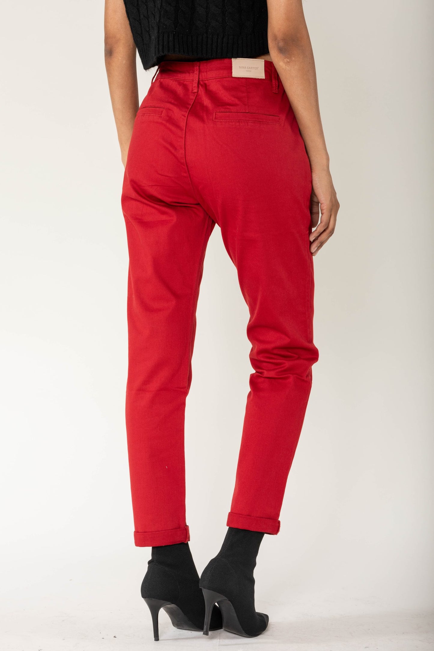 Wholesale High-Waisted Stretch Chino Pants Red