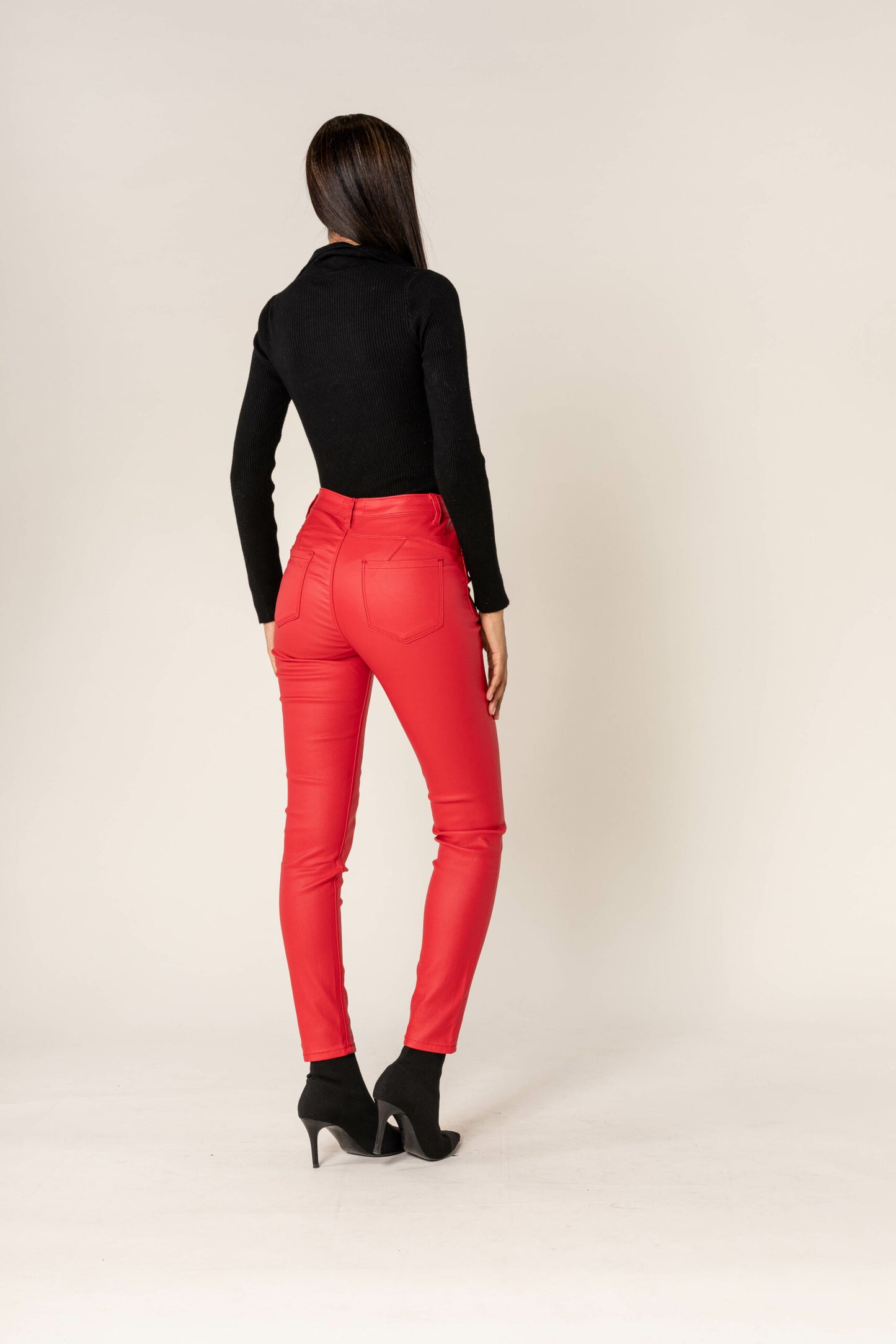 Wholesale Push Up Oiled Pants Red