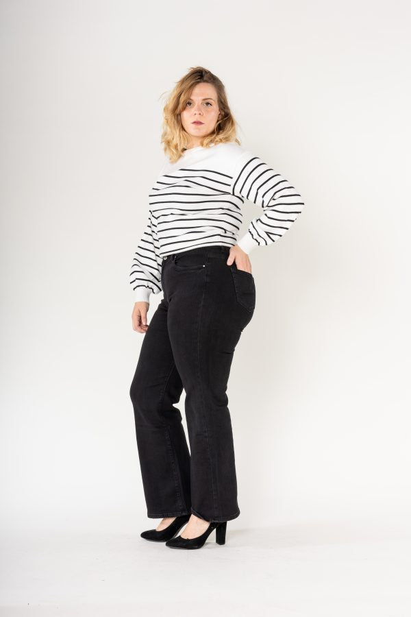 Wholesale High Waisted Stretch Flared Jeans Black