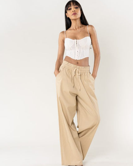 Wholesale Wide Linen Style Pants Sand