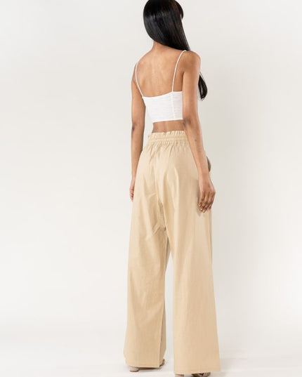 Wholesale Wide Linen Style Pants Sand