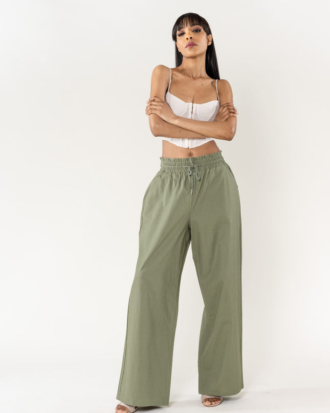 Wholesale Wide Linen Style Pants Khaki