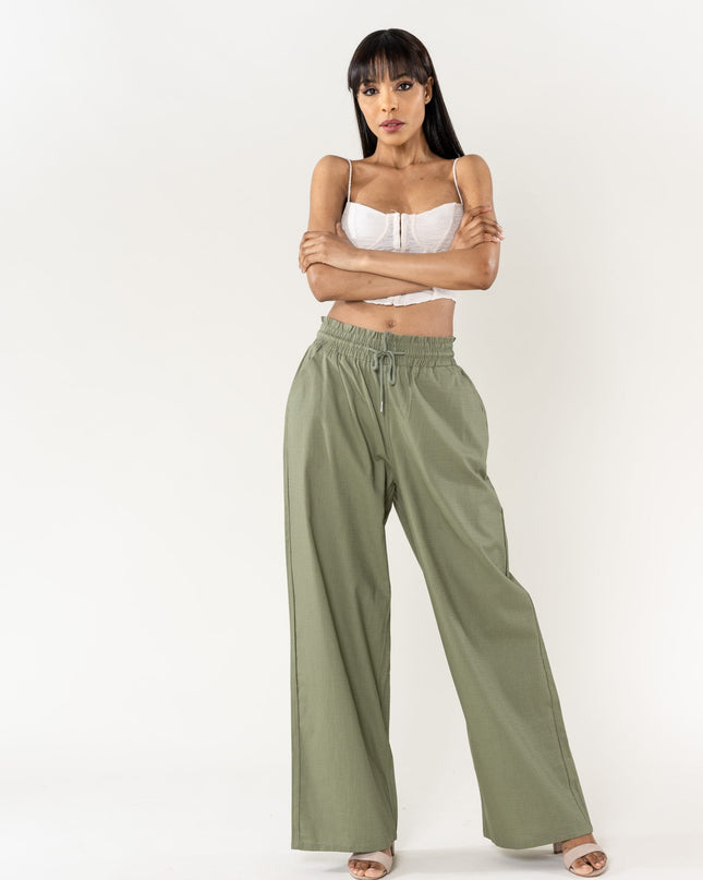 Wholesale Wide Linen Style Pants Khaki