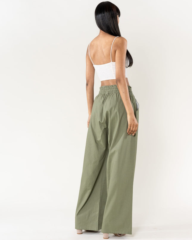 Wholesale Wide Linen Style Pants Khaki