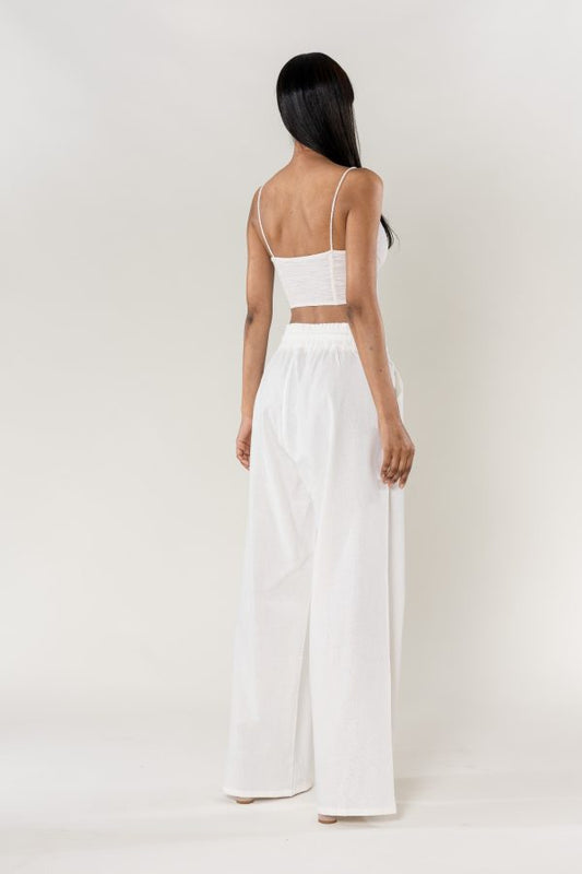 Wholesale Wide Linen Style White Pants