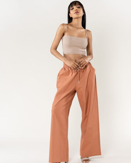 Wholesale Wide Linen Style Pants Terracotta