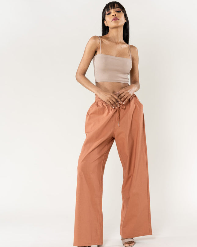 Wholesale Wide Linen Style Pants Terracotta