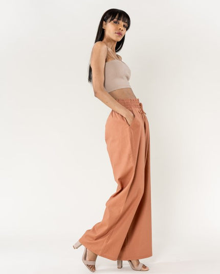 Wholesale Wide Linen Style Pants Terracotta