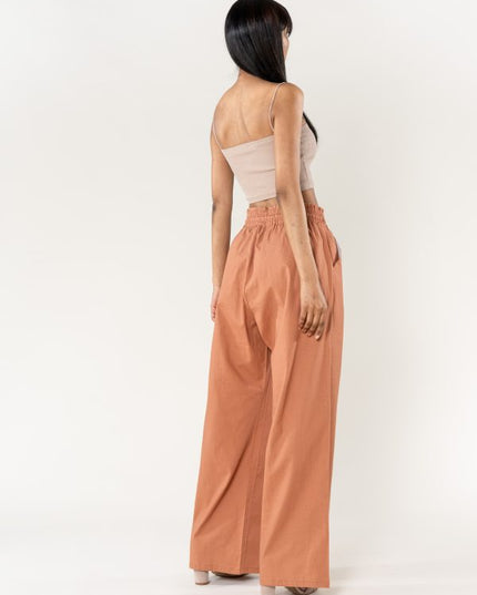 Wholesale Wide Linen Style Pants Terracotta