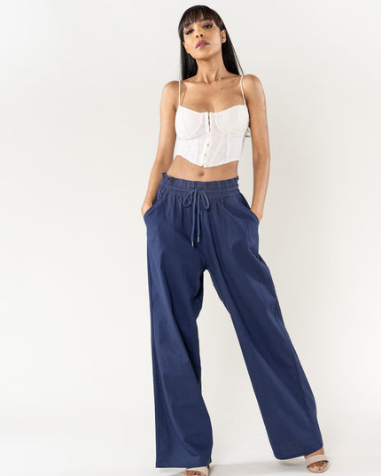 Wholesale Wide Linen Style Pants Navy