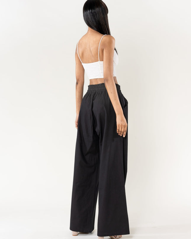 Wholesale Wide Linen Style Pants Black