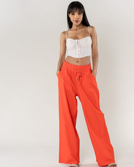 Wholesale Wide Linen Style Pants Orange