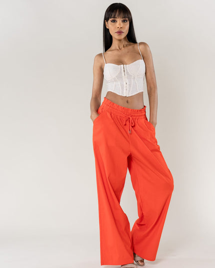 Wholesale Wide Linen Style Pants Orange