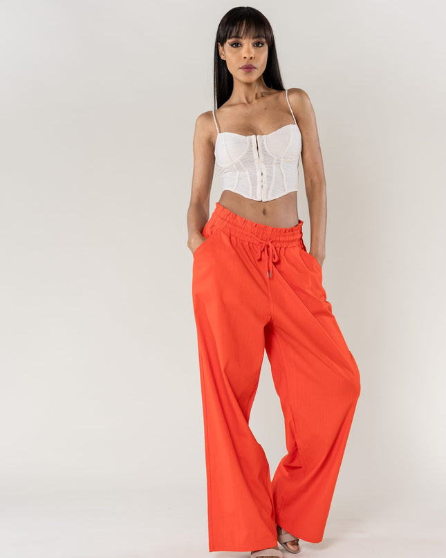 Wholesale Wide Linen Style Pants Orange