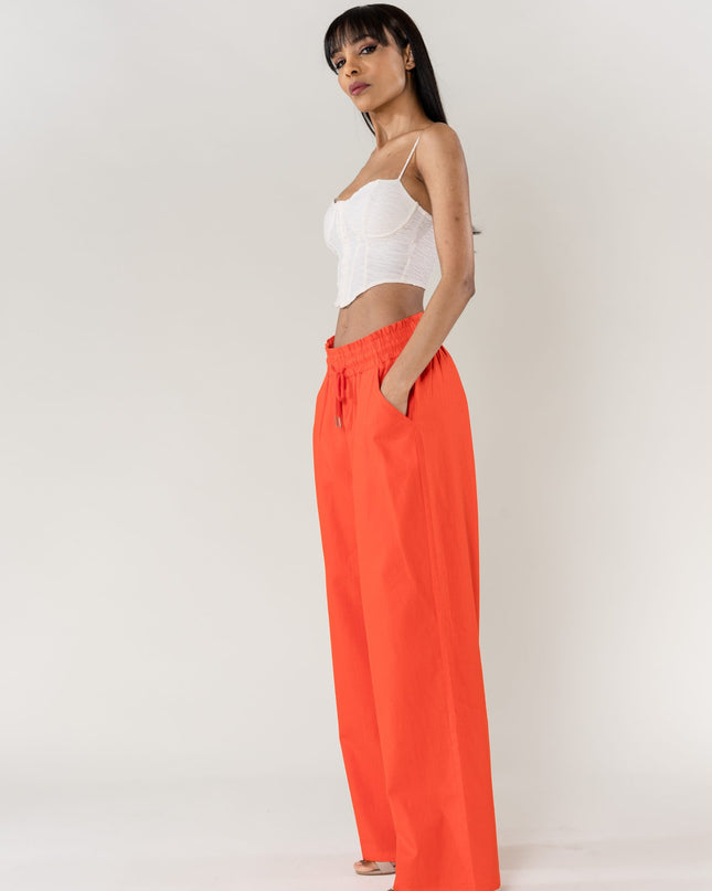 Wholesale Wide Linen Style Pants Orange