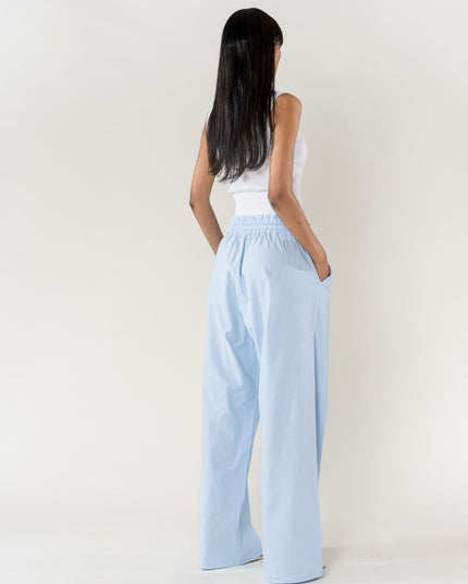 Wholesale Wide Linen Style Pants Sky Blue
