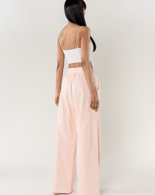 Wholesale Wide Linen Style Pants Baby Pink
