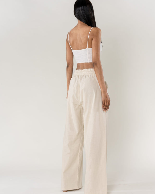 Wholesale Wide Linen Style Pants Beige