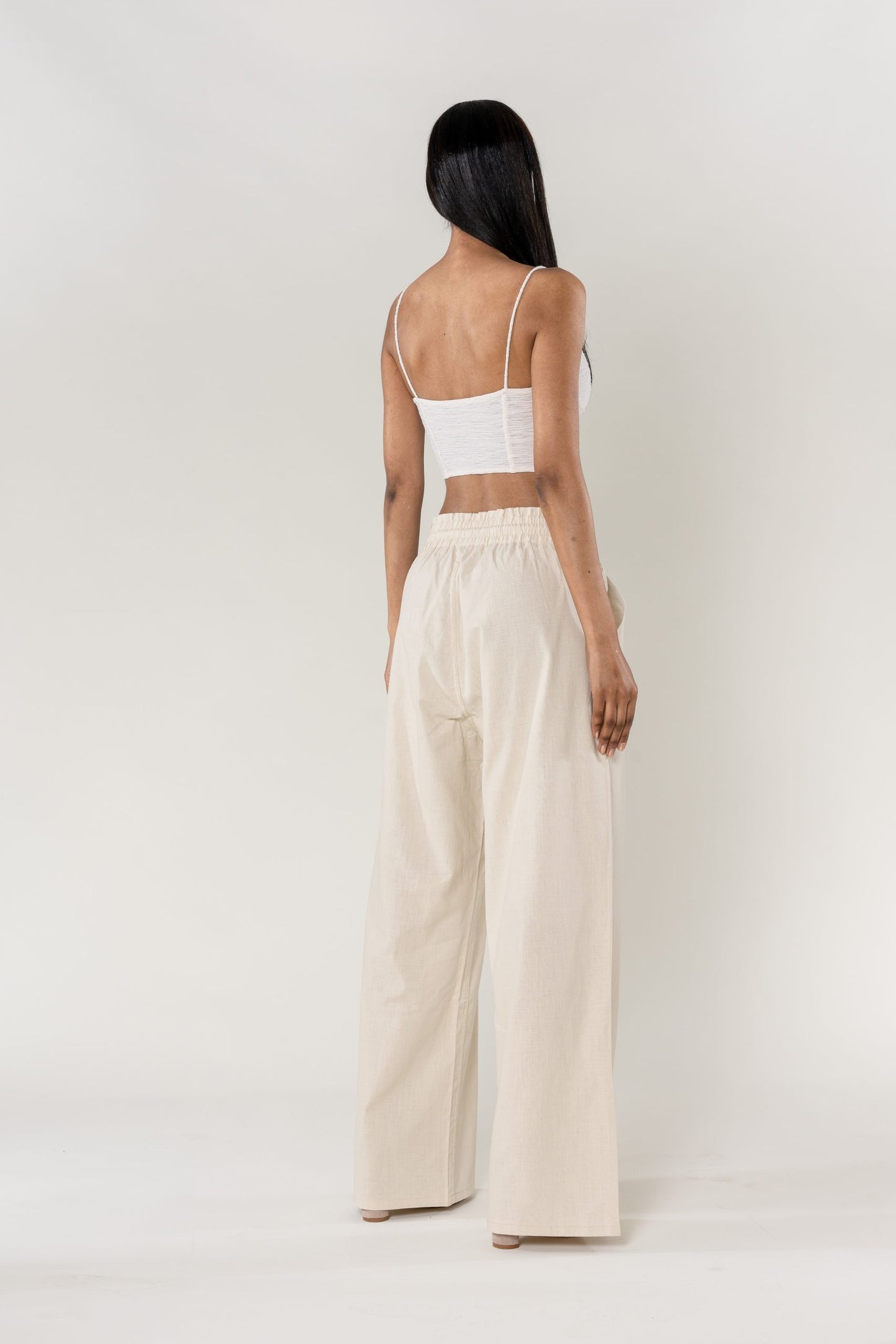 Wholesale Wide Linen Style Pants Beige