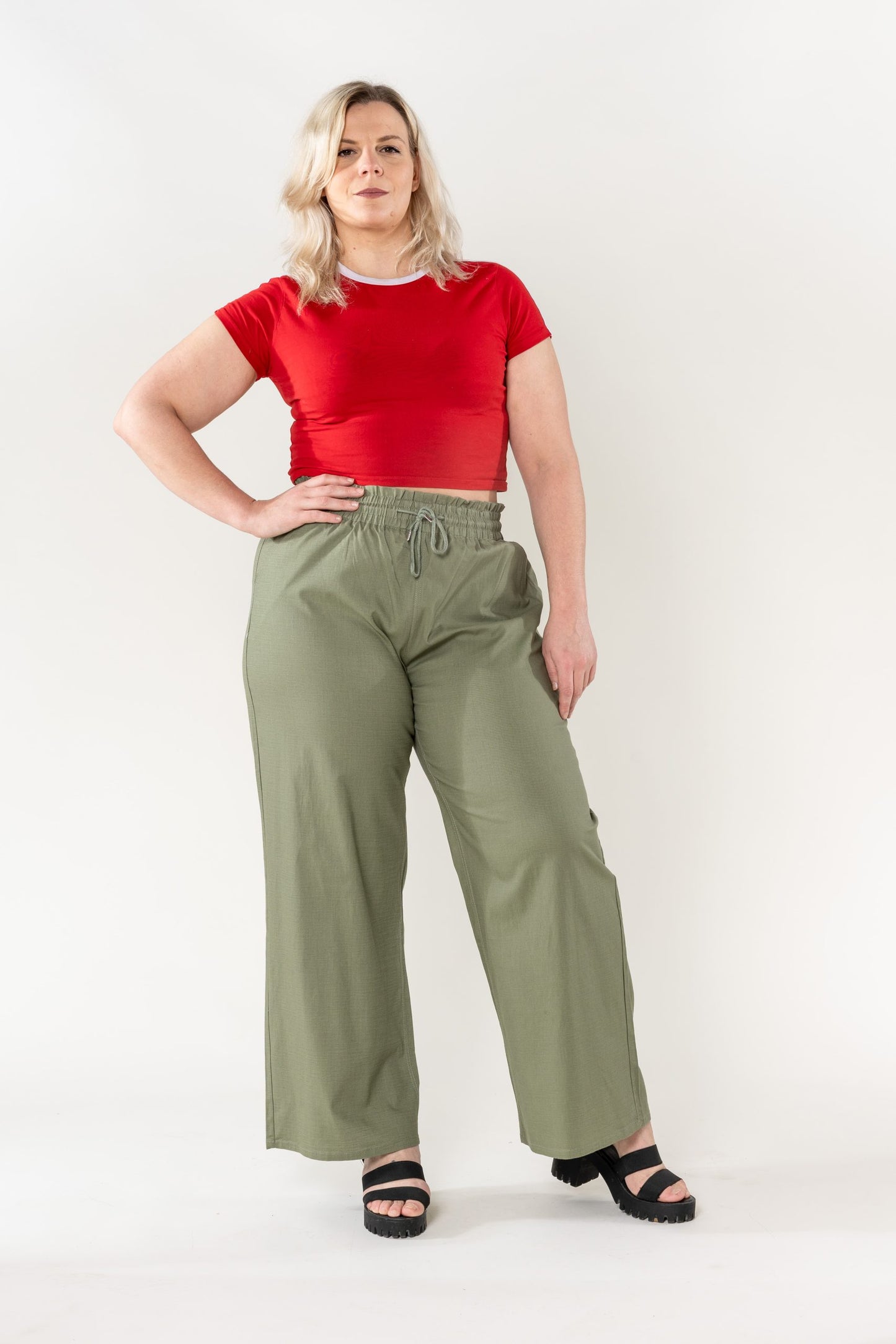 Wholesale Wide Linen Style Khaki Pants