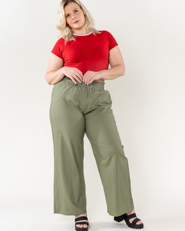 Wholesale Wide Linen Style Khaki Pants