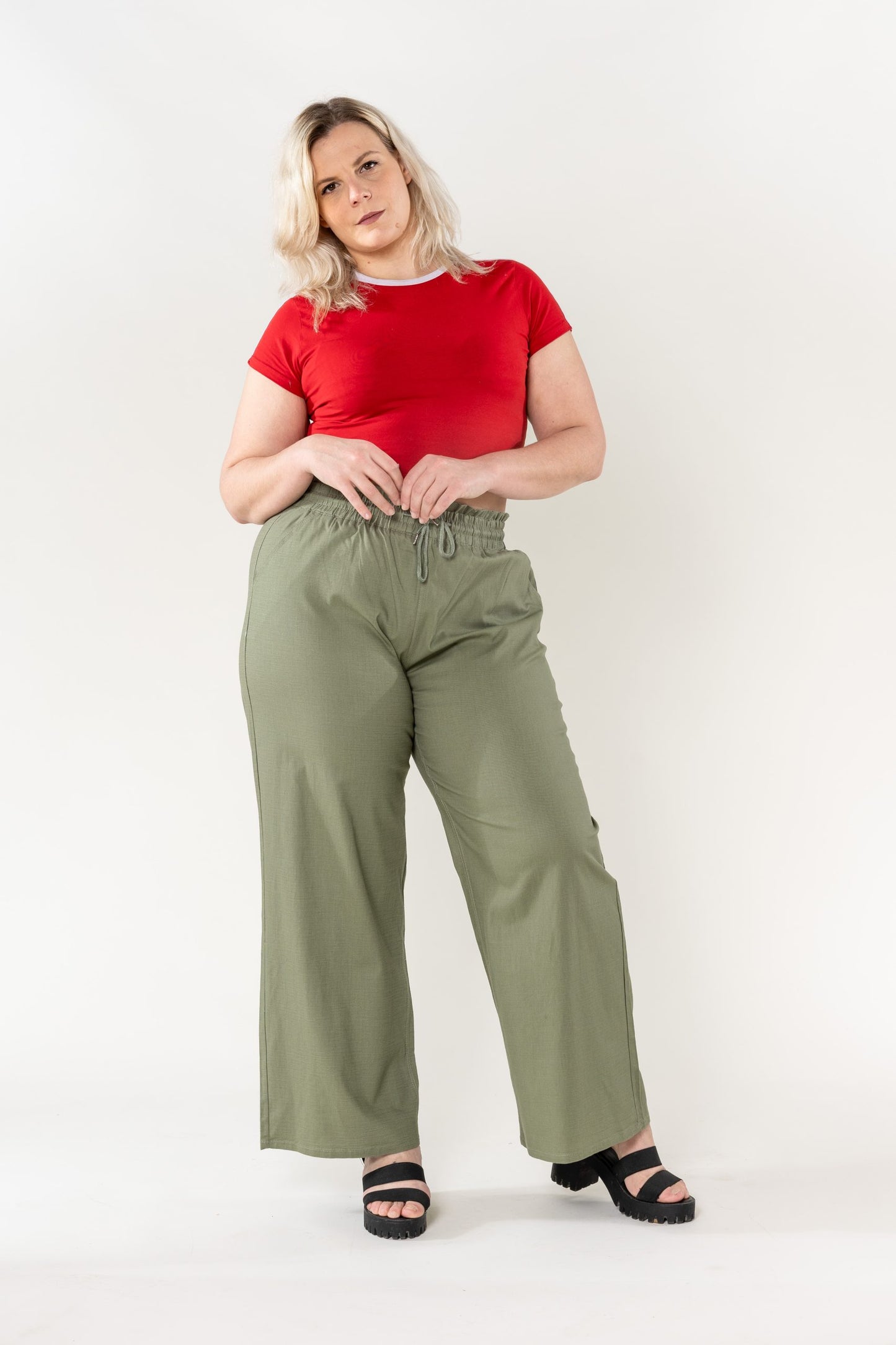 Wholesale Wide Linen Style Khaki Pants