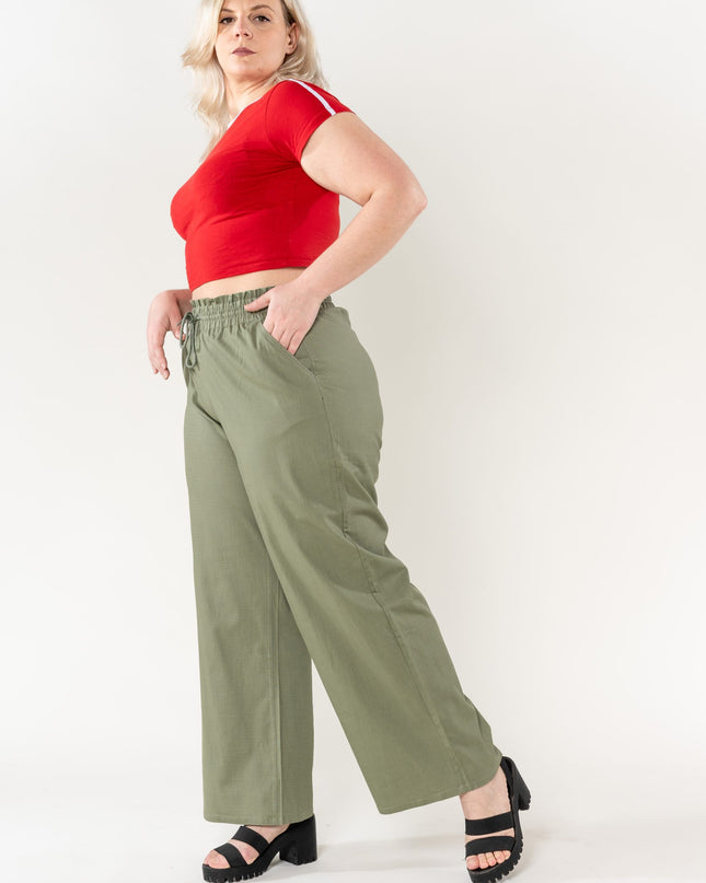 Wholesale Wide Linen Style Khaki Pants