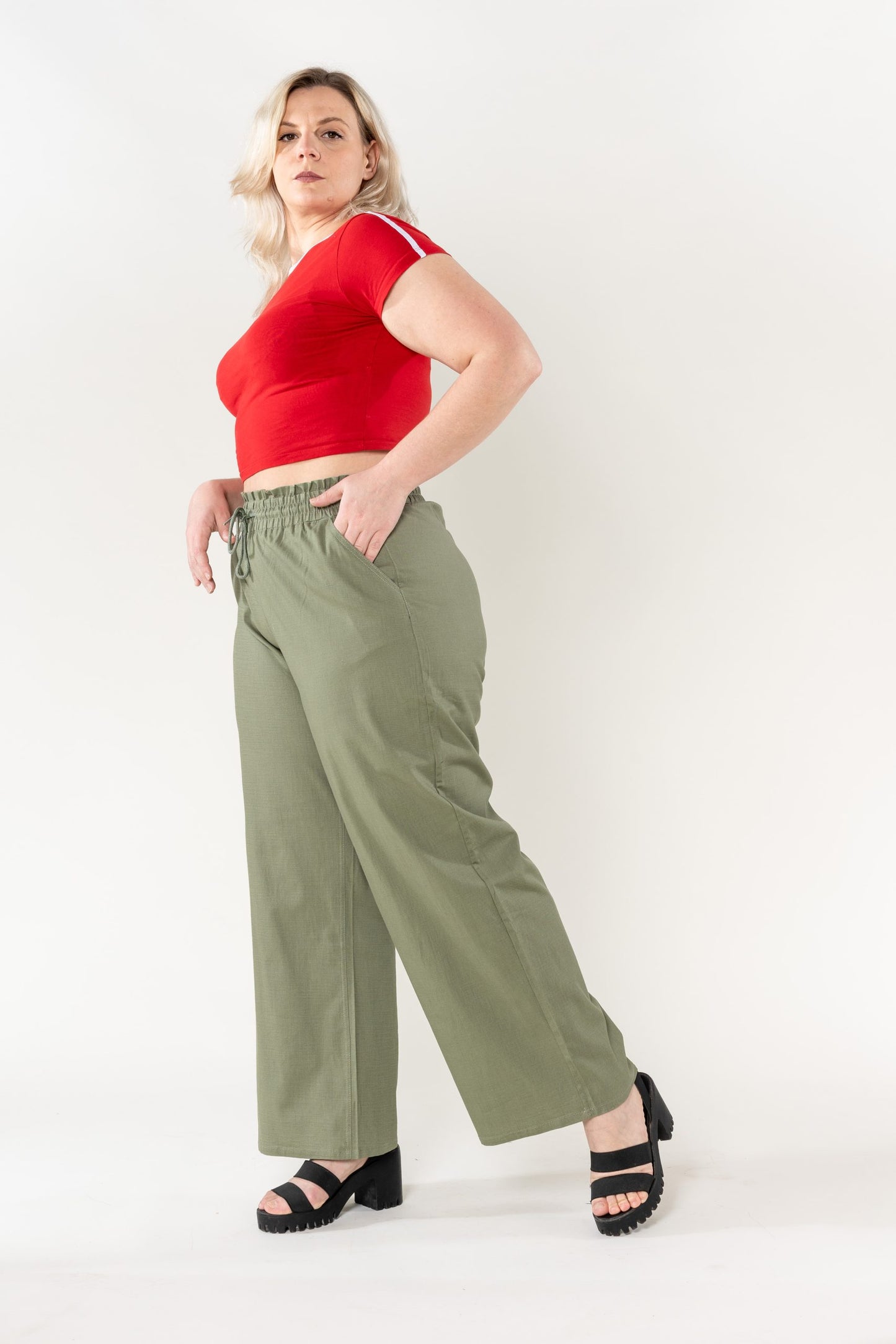 Wholesale Wide Linen Style Khaki Pants