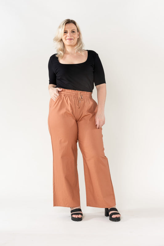 Wholesale Wide Linen Style Terracotta Pants