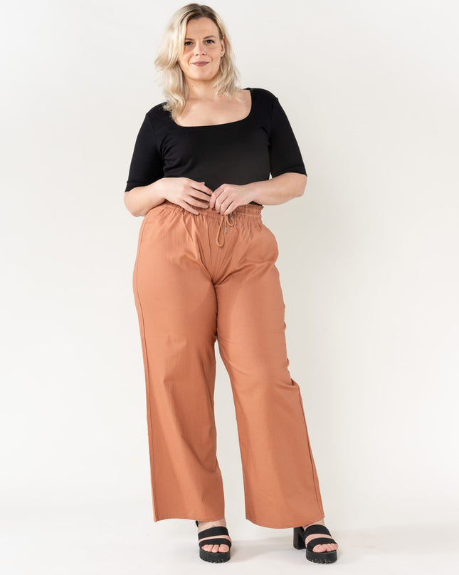 Wholesale Wide Linen Style Terracotta Pants
