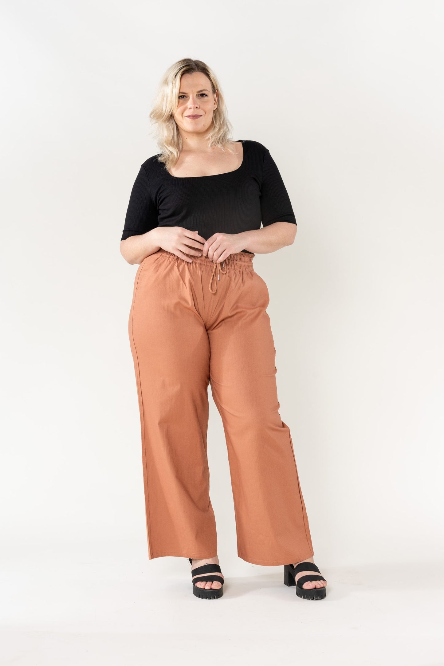 Wholesale Wide Linen Style Terracotta Pants