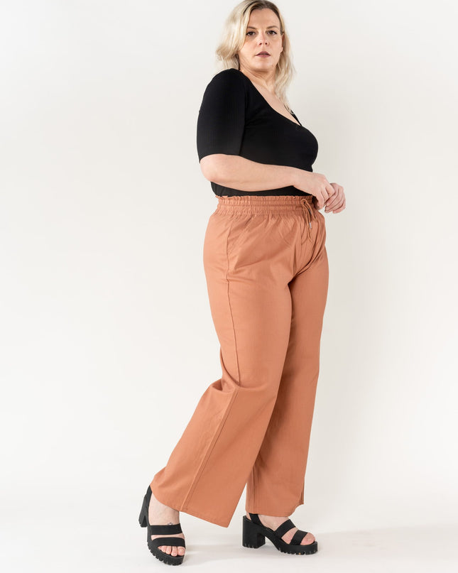 Wholesale Wide Linen Style Terracotta Pants