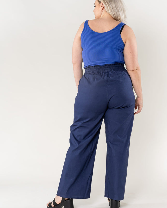 Wholesale Wide Linen Style Navy Pants