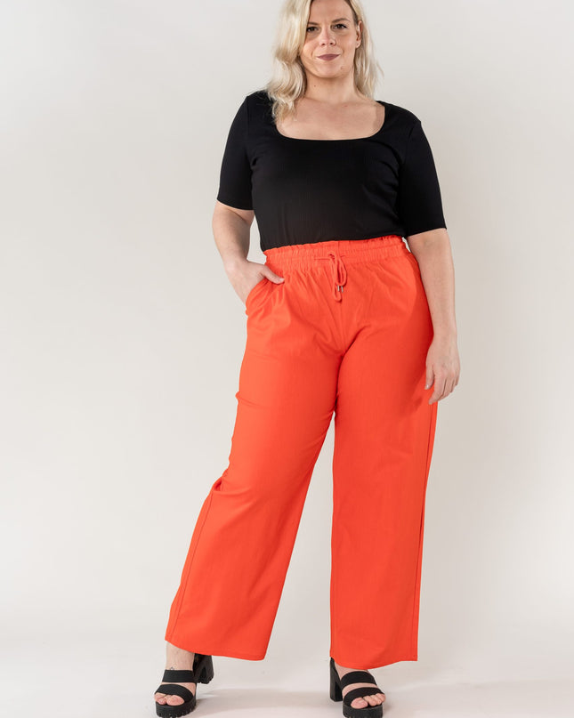 Wholesale Wide Linen Style Orange Pants