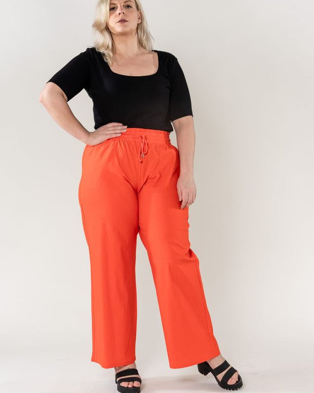 Wholesale Wide Linen Style Orange Pants