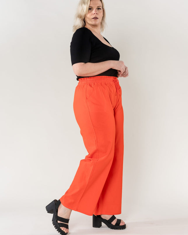Wholesale Wide Linen Style Orange Pants