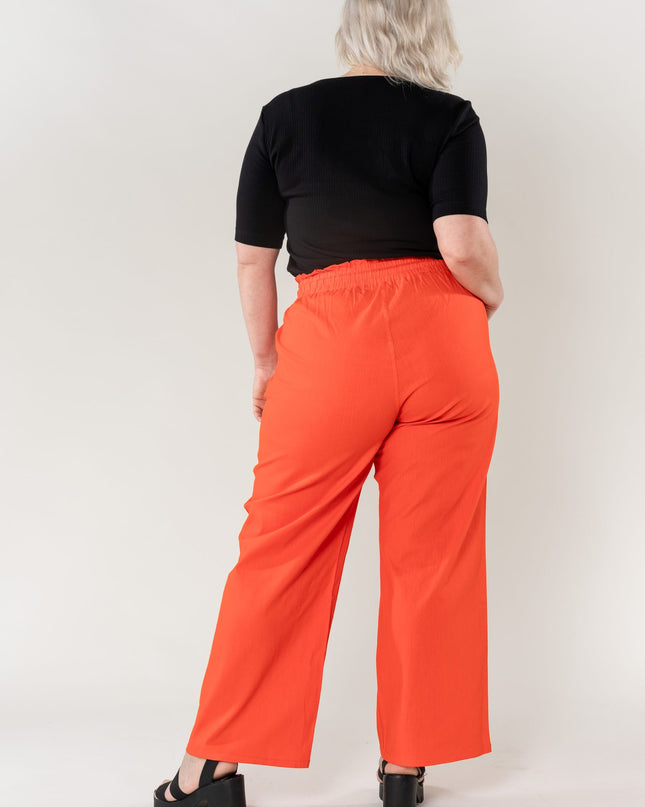 Wholesale Wide Linen Style Orange Pants