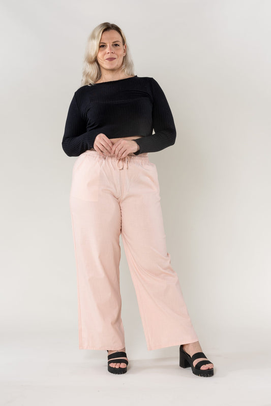 Wholesale Wide Linen Style Baby Pink Pants