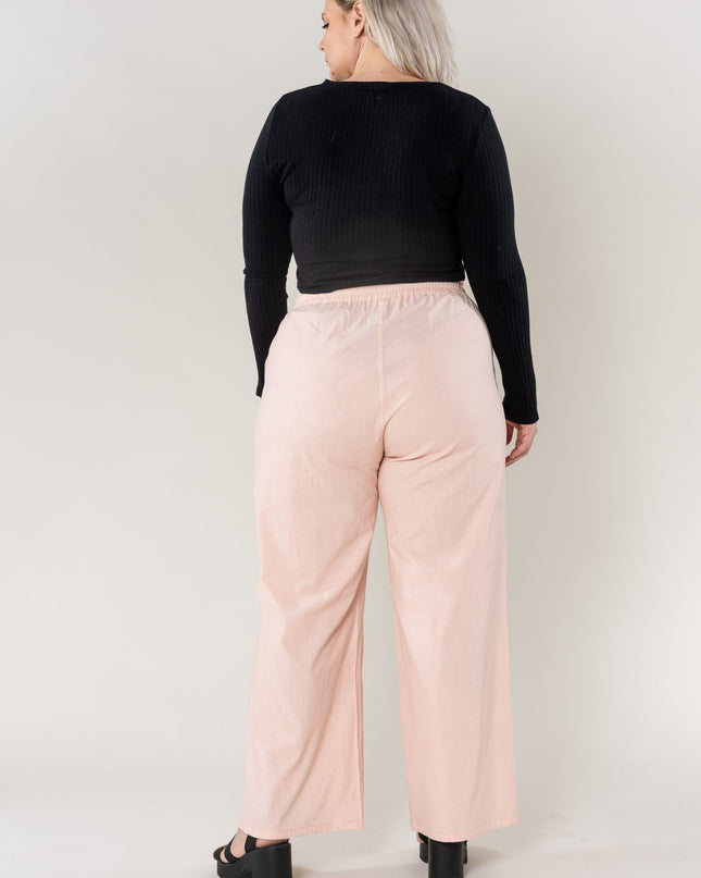 Wholesale Wide Linen Style Baby Pink Pants