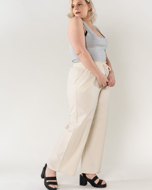 Wholesale Wide Linen Style Beige Pants