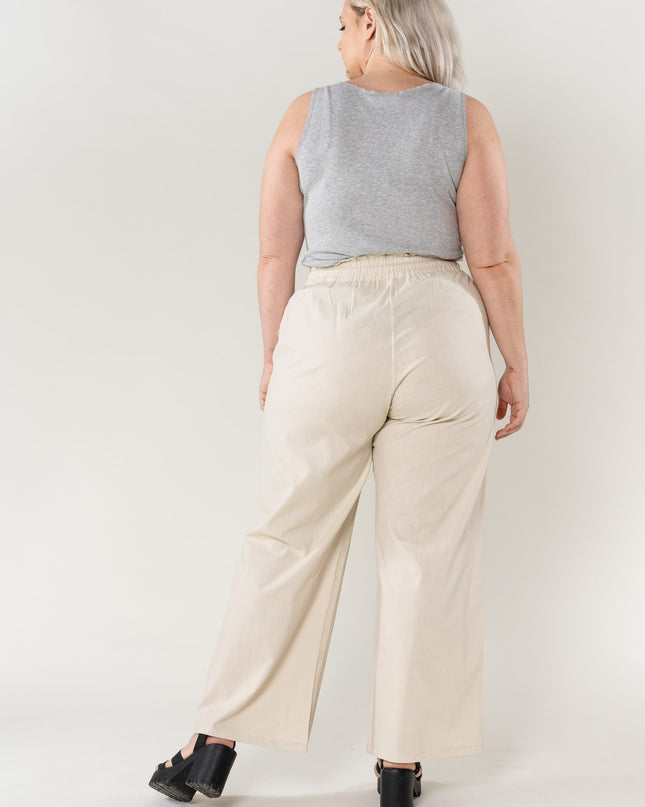 Wholesale Wide Linen Style Beige Pants