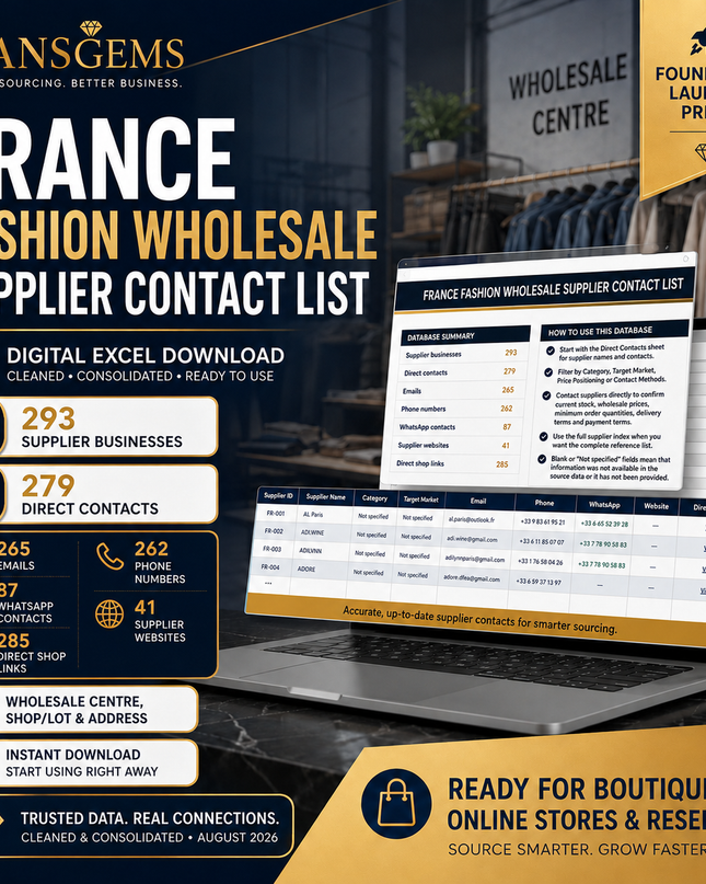 France Fashion Wholesale Supplier Contact List
