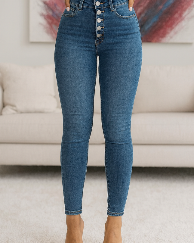 Women's High-Waisted Ultra-Stretch Push-Up Jeans for Figure Sculpting