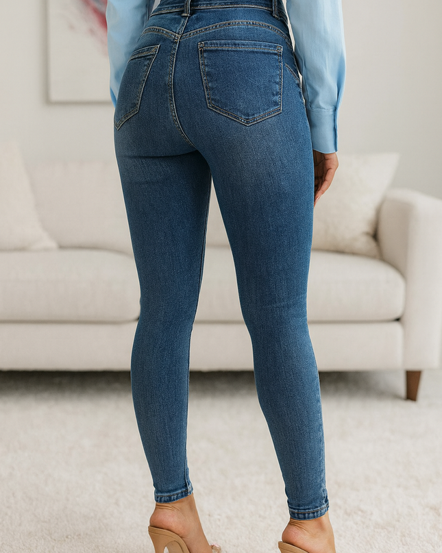 Women's High-Waisted Ultra-Stretch Push-Up Jeans for Figure Sculpting