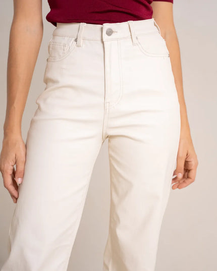 Women's Ecru Coated Wide-Leg Trousers