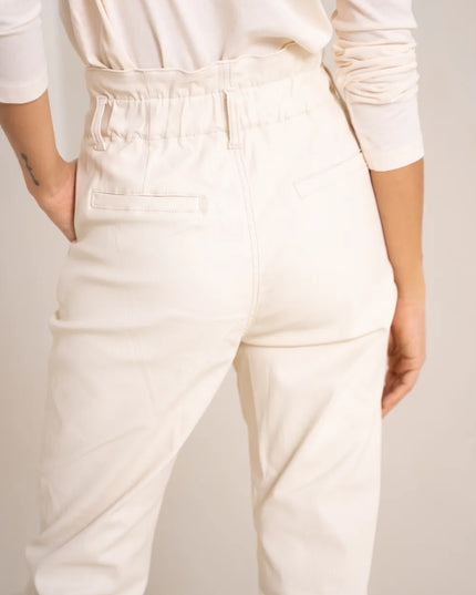 Women's Ecru Coated Slouchy Trousers