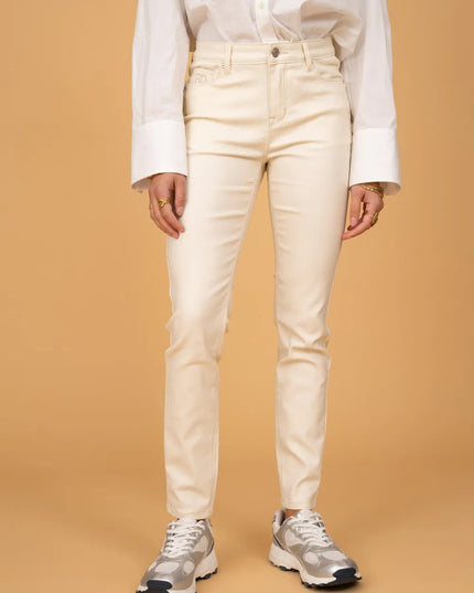 Women's Ecru Fleece-Lined Coated Trousers