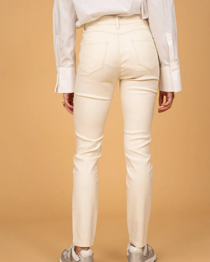Women's Ecru Fleece-Lined Coated Trousers